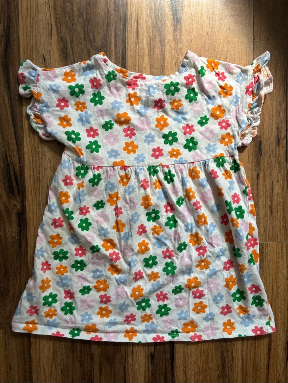 Old Navy White Floral Dress with Orange, Green, Pink & Light Blue Flowers